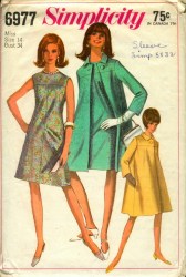 6977 67 SLVLSS YOKE DRESS, TENT COLLAR COAT PATTERN 12
